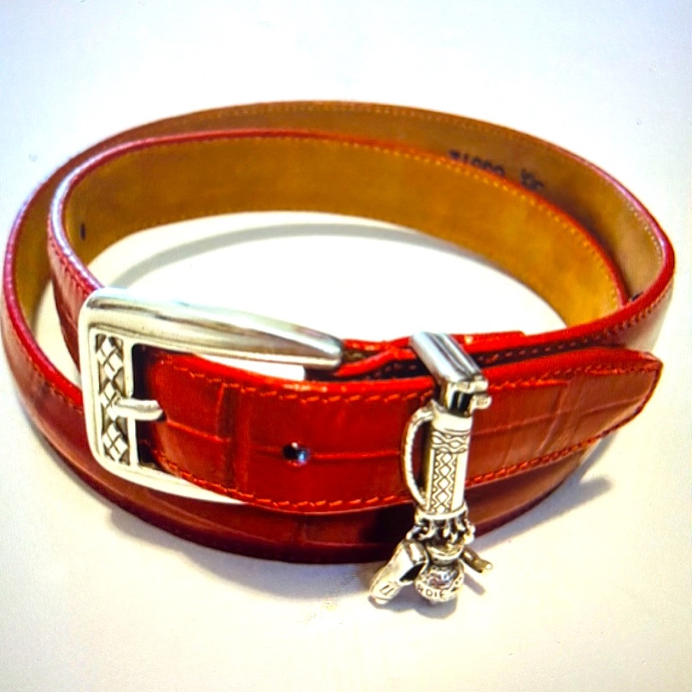 Brighton red leather golf charm medium belt